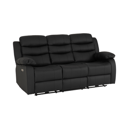 Roma 3+2 Electric Recliner Suite - Black Faux Leather