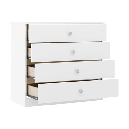 Denver Trio Set White Gloss Wardrobe Chest & Bedside
