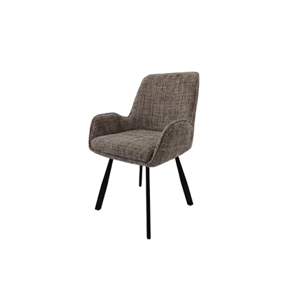 Amelia Pack of 2 Swivel Dining Chairs – Brown Chenille Fabric