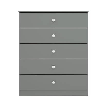 Denver 5 Drawer Chest – Grey Gloss, Modern Bedroom Storage