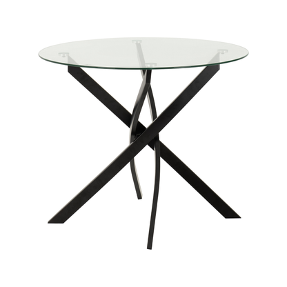 Sheldon Round Glass Top Dining Set - Clear Glass/Burnt Orange Velvet