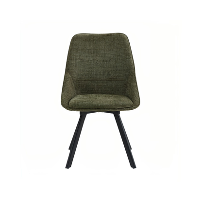 Myla Pack of 2 Swivel Dining Chairs – Green Chenille Fabric