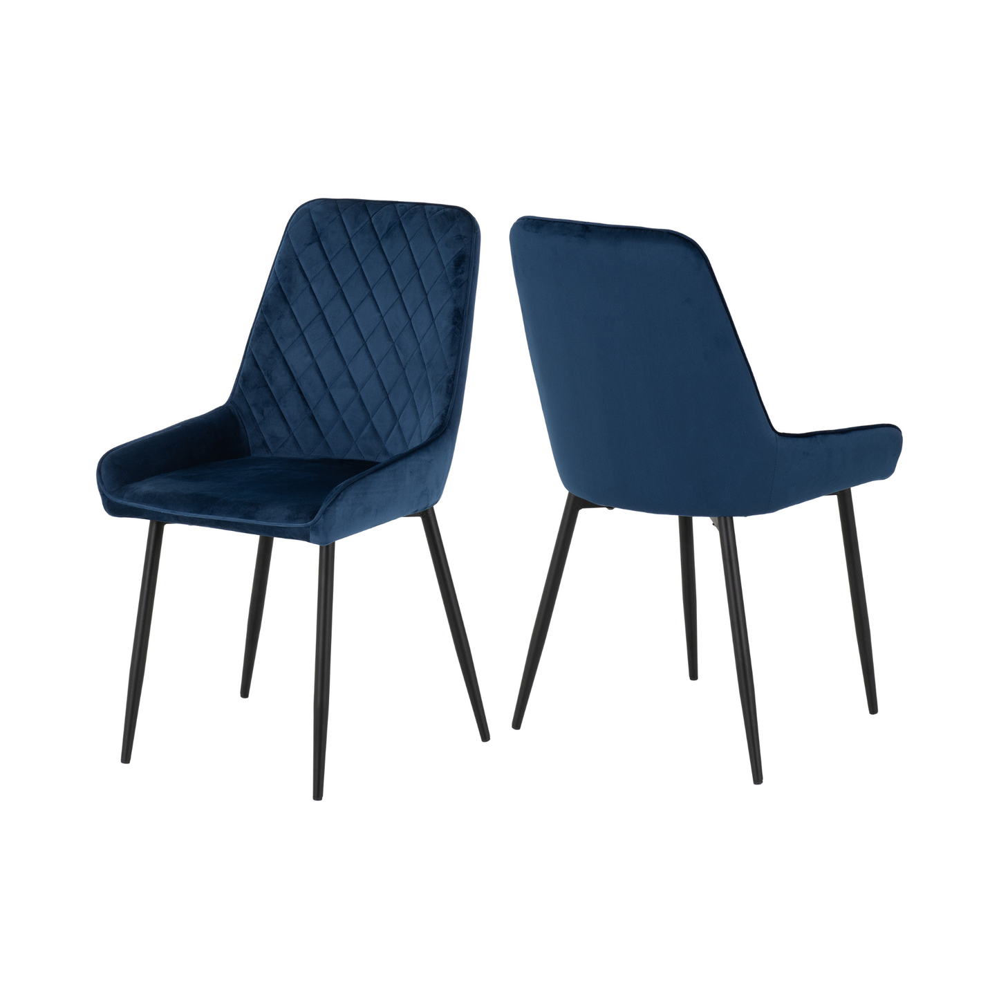 Quebec Straight & Avery Dining Set - Oak Effect/Sapphire Blue Velvet