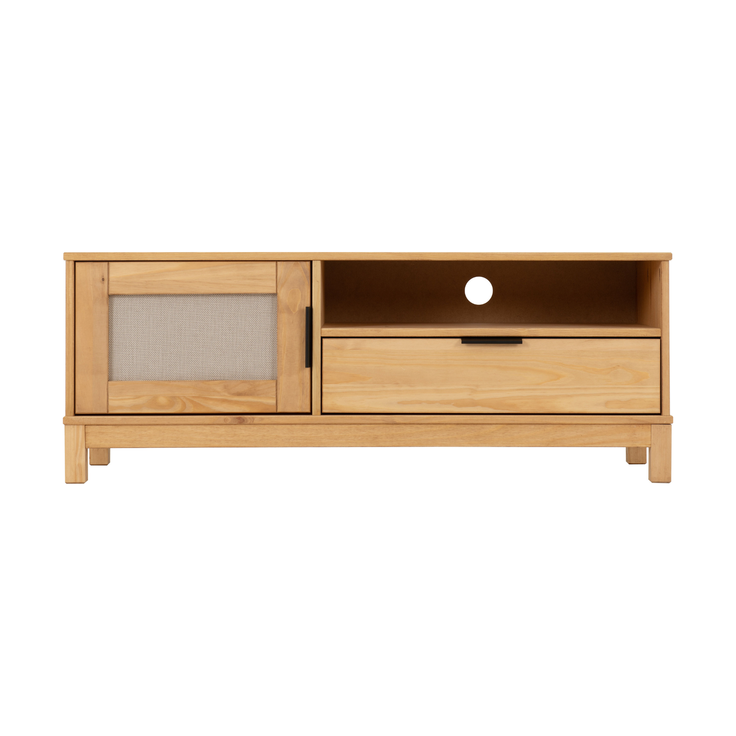 Corona Rattan 1 Door 1 Drawer TV Unit - Distressed Wax Pine