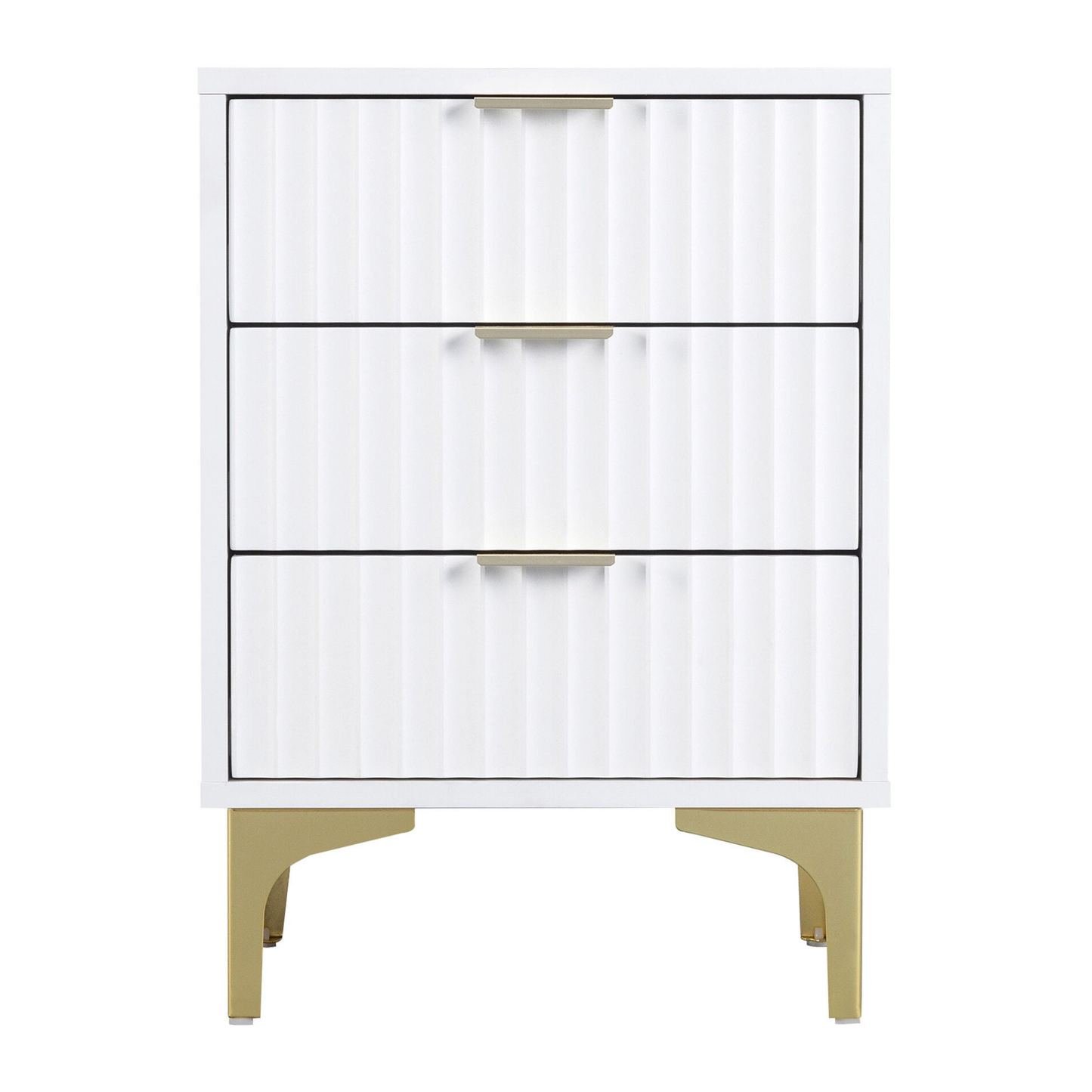 Miami 3 Drawer Bedside – White/Gold Storage
