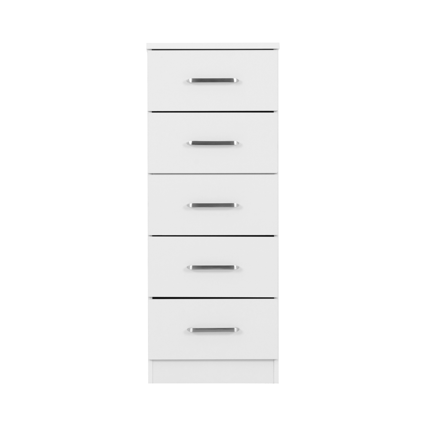 Dakota 5 Drawer Narrow Chest – White, Space-Saving Bedroom Storage