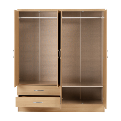 Nevada 4 Door 2 Drawer Wardrobe - Sonoma Oak Effect