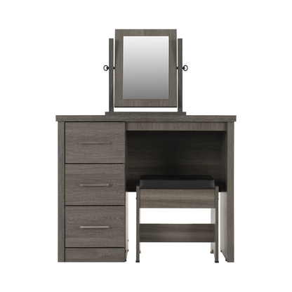 Lisbon 3Pc Dressing Table Set with Mirror - Black Wood Grain