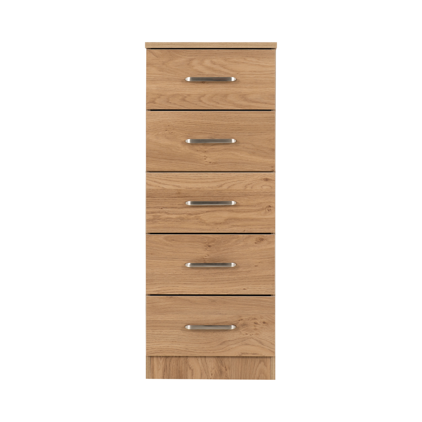 Dakota 5 Drawer Narrow Chest – Oak Effect, Compact Bedroom Storage