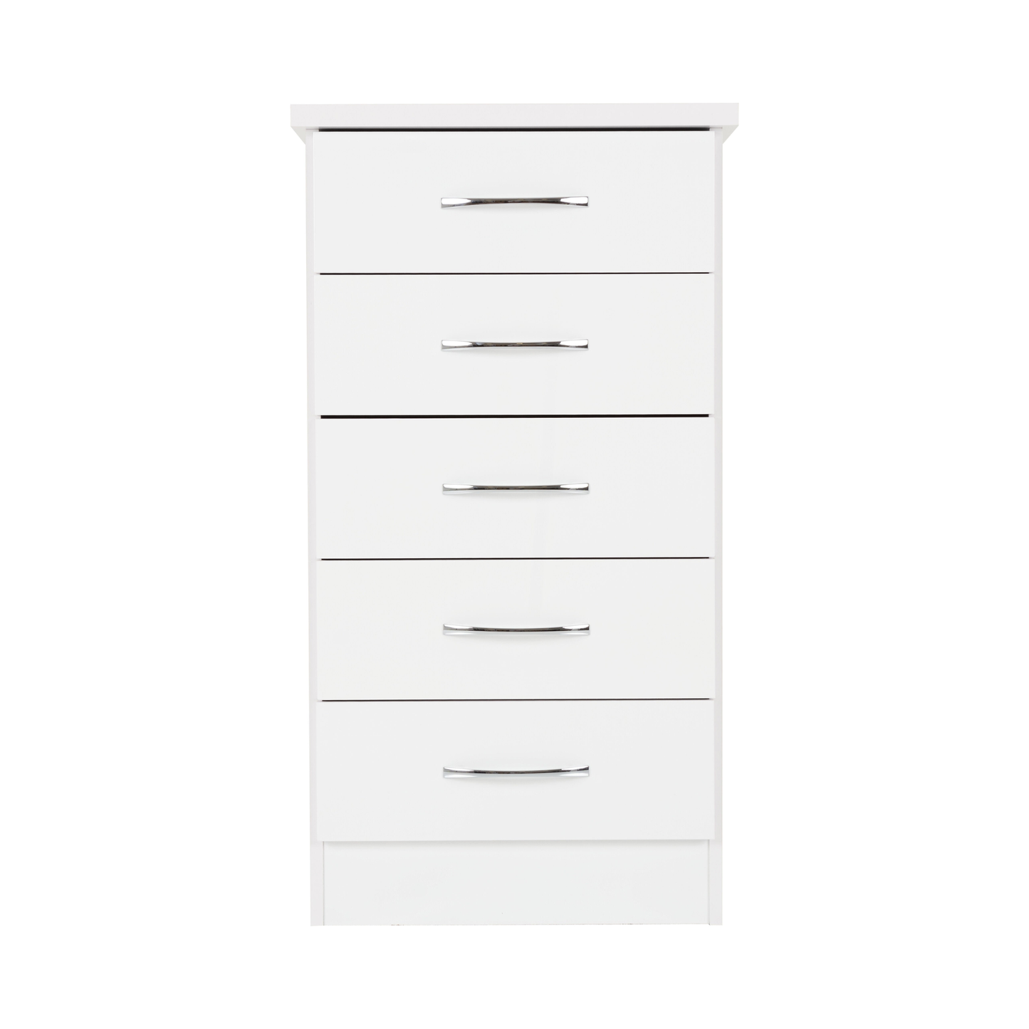 Nevada 5 Drawer Narrow Chest - White Gloss