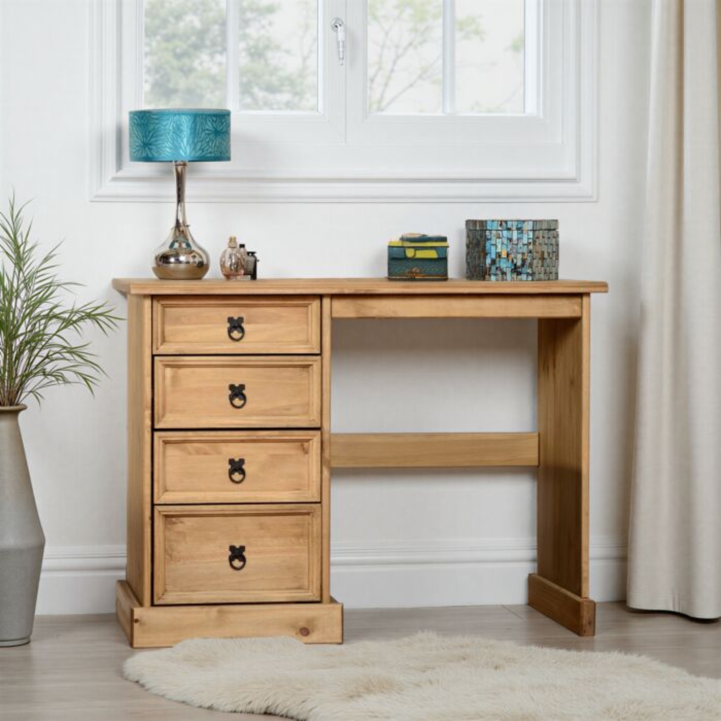 Corona 4 Drawer Dressing Table - Distressed Waxed Pine