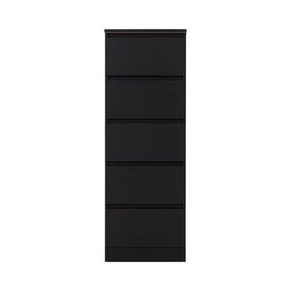 Malvern 5 Drawer Narrow Chest - Black