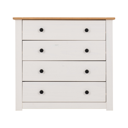Panama 4 Drawer Chest - White/Natural Wax