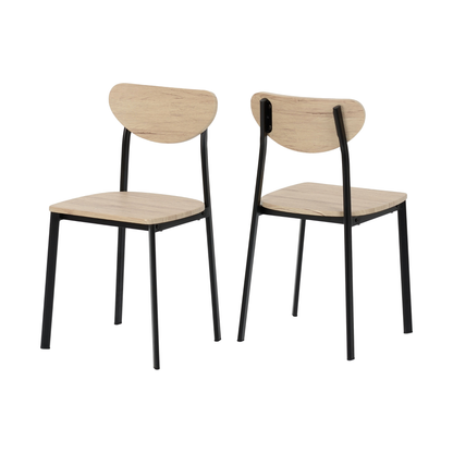 Riley Large Dining Set - Black/Light Oak Effect Veneer