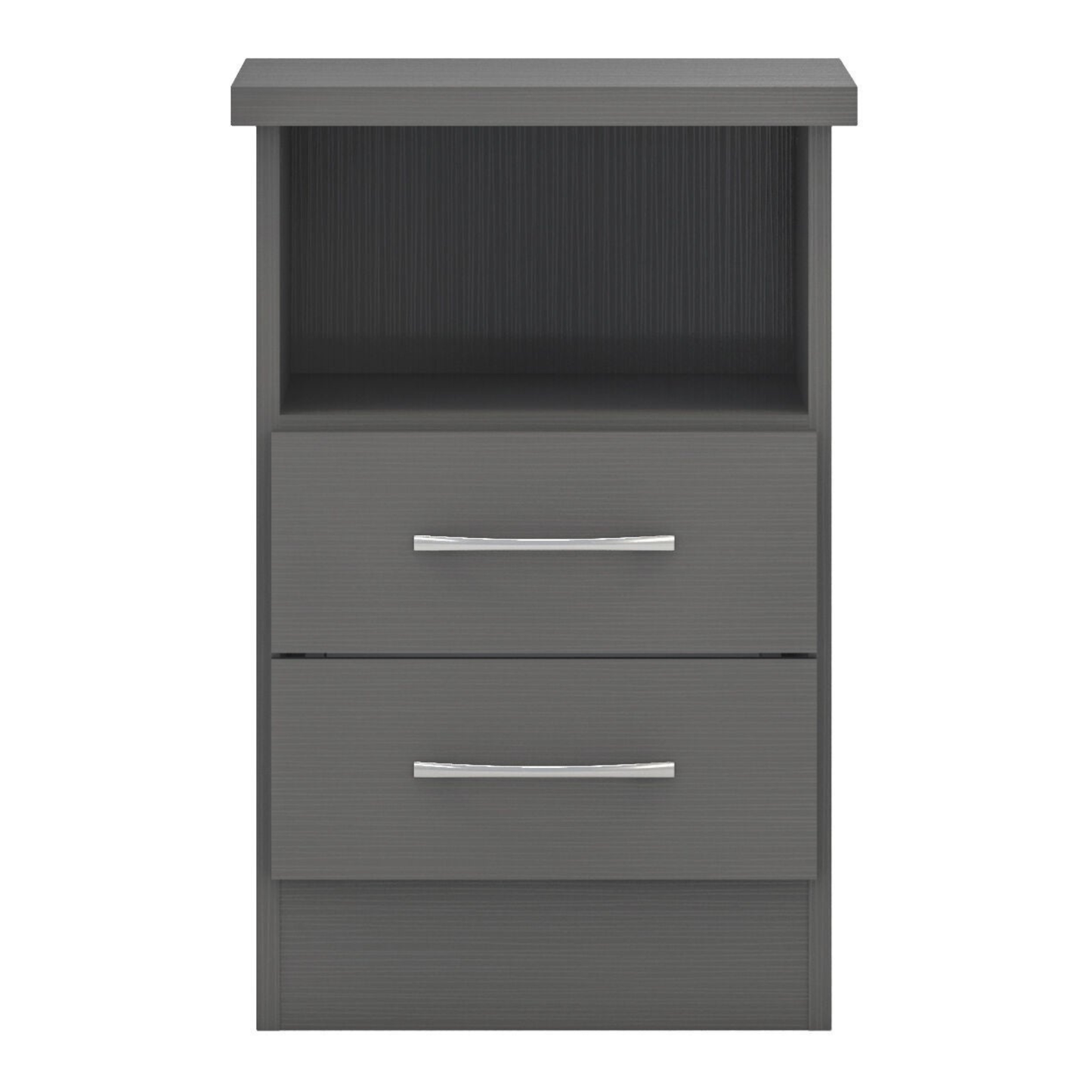 Nevada 2 Drawer Bedside – 3D Effect Grey Storage
