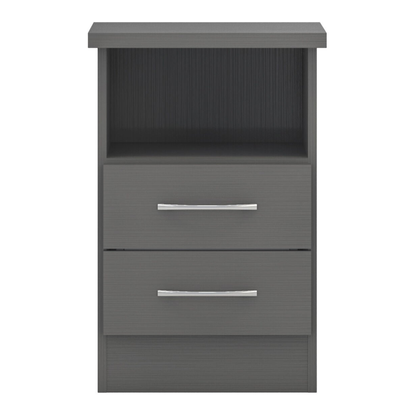Nevada 2 Drawer Bedside – 3D Effect Grey Storage
