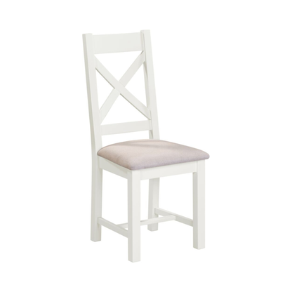 Windsor Cross Back Dining Chair Set - Ivory/Oat Fabric (Pair)