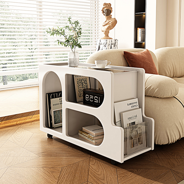 Adrian Side Table With Magazine Rack, Solid Wood