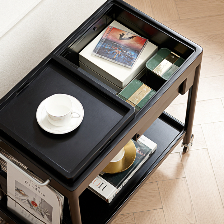 Orion With Magazine Rack Side Table With Trolleys