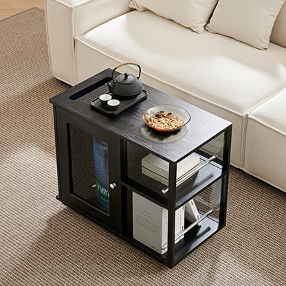 Aglaea Side Table With Storage, Black