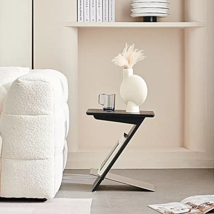 Adrian Side Table With Magazine Rack, Solid Wood