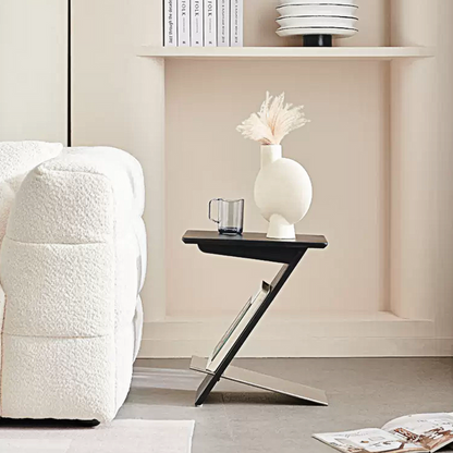 Adrian Side Table With Magazine Rack, Solid Wood