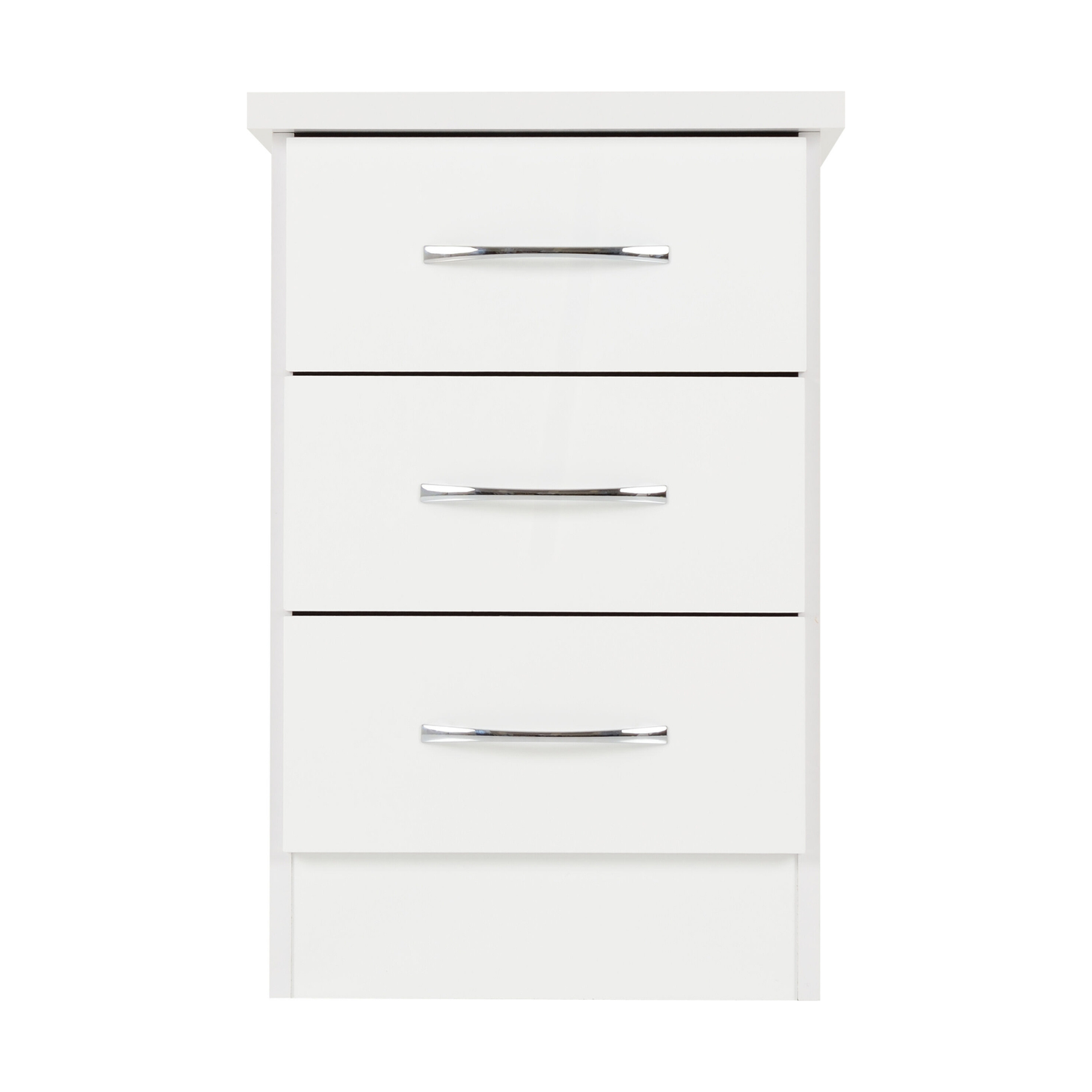 Nevada 3 Drawer Bedside – White Gloss Storage