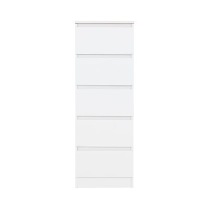Malvern 5 Drawer Narrow Chest - White