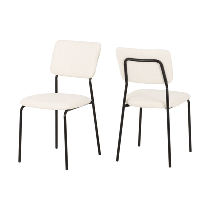 Marlow & Sheldon Dining Set - Black Marble/Ivory Boucle (4 Chairs)