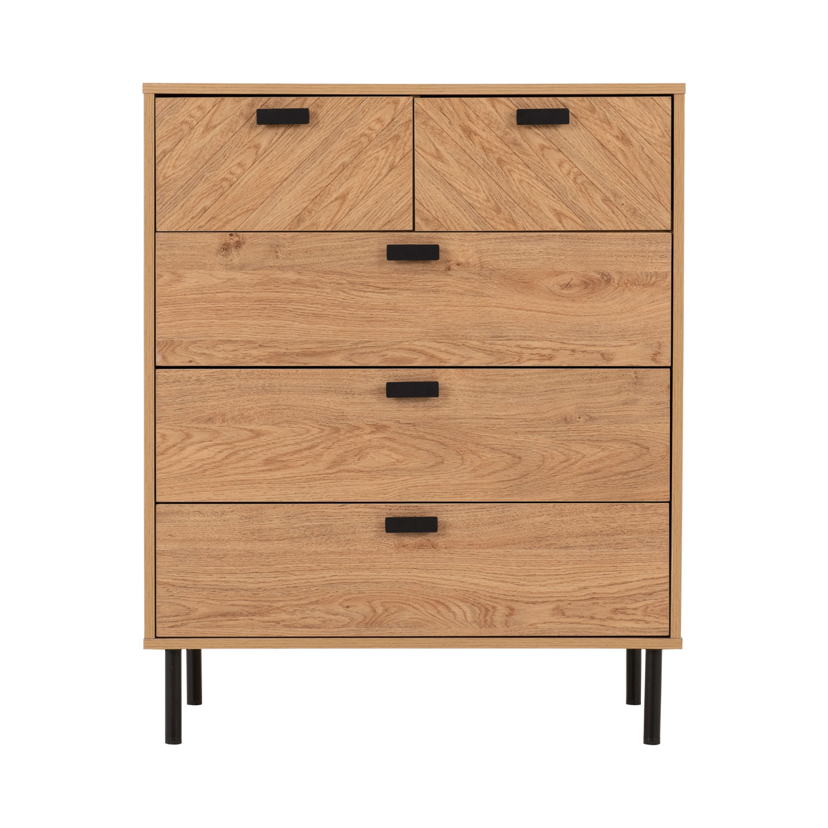 Leon 3+2 Drawer Chest – Medium Oak Effect, Stylish Storage Solution