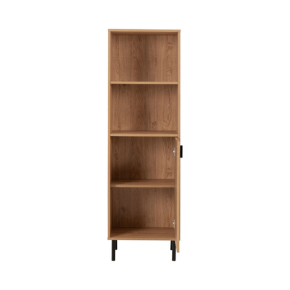 Leon 1 Door 2 Shelf Cabinet – Medium Oak Effect Storage Unit