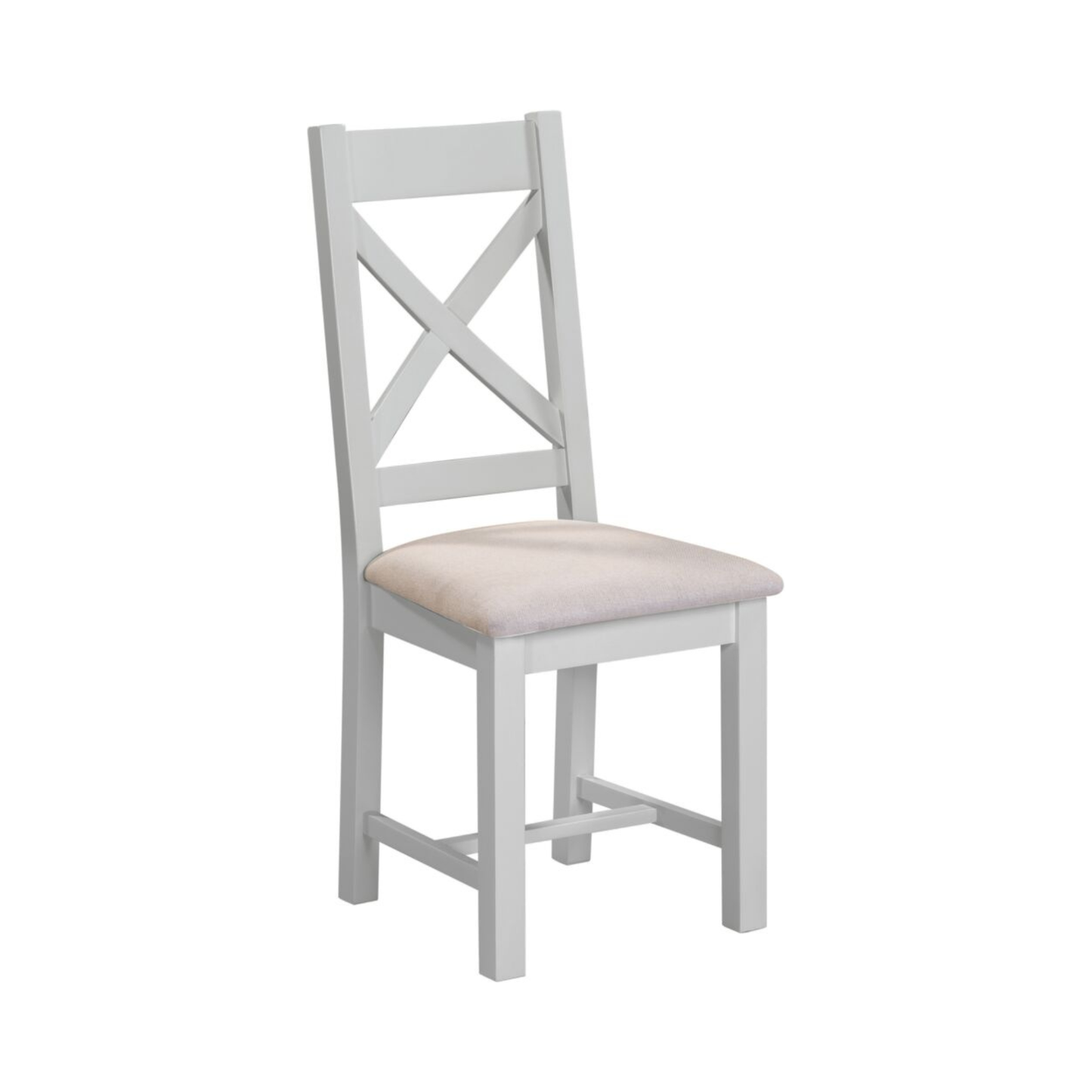 Windsor Cross Back Dining Chair Set - Pebble Grey/Oat Fabric (Pair)