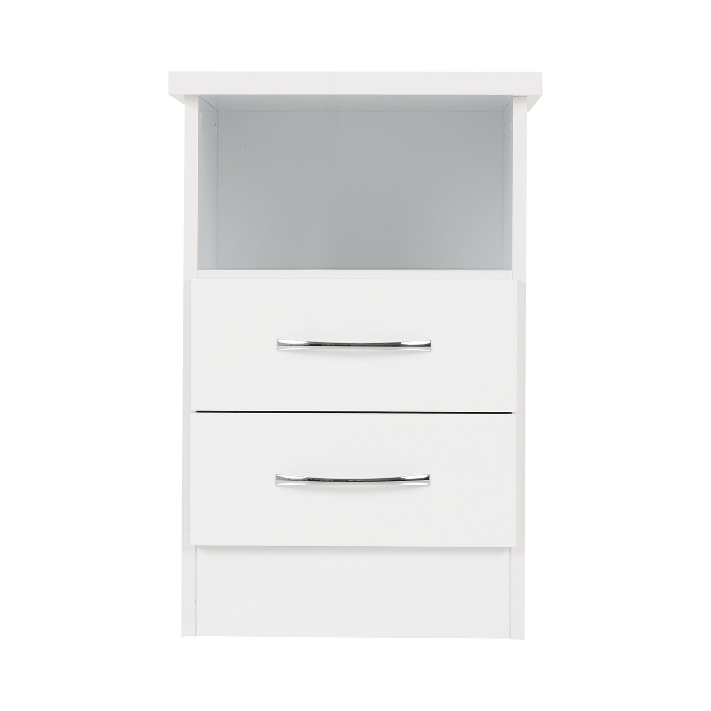 Nevada 2 Drawer Bedside – White Gloss Storage