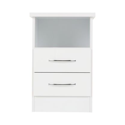 Nevada 2 Drawer Bedside – White Gloss Storage