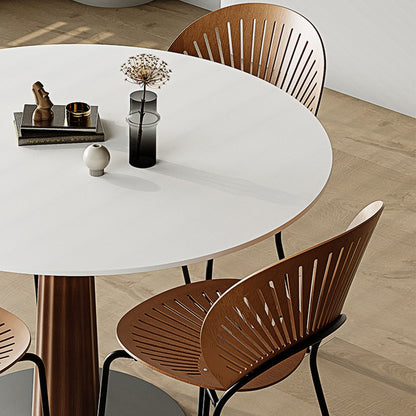 Anderson Small Round Dining Table, Sintered Stone & Solid Wood
