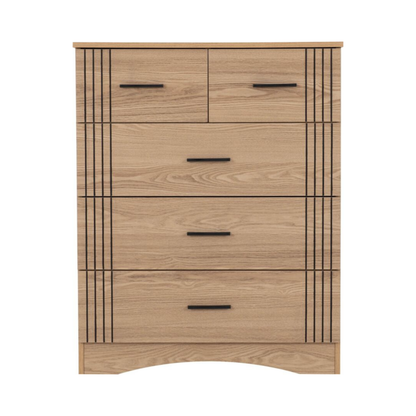 Tessa 3+2 Drawer Chest - Natural Oak Effect Storage