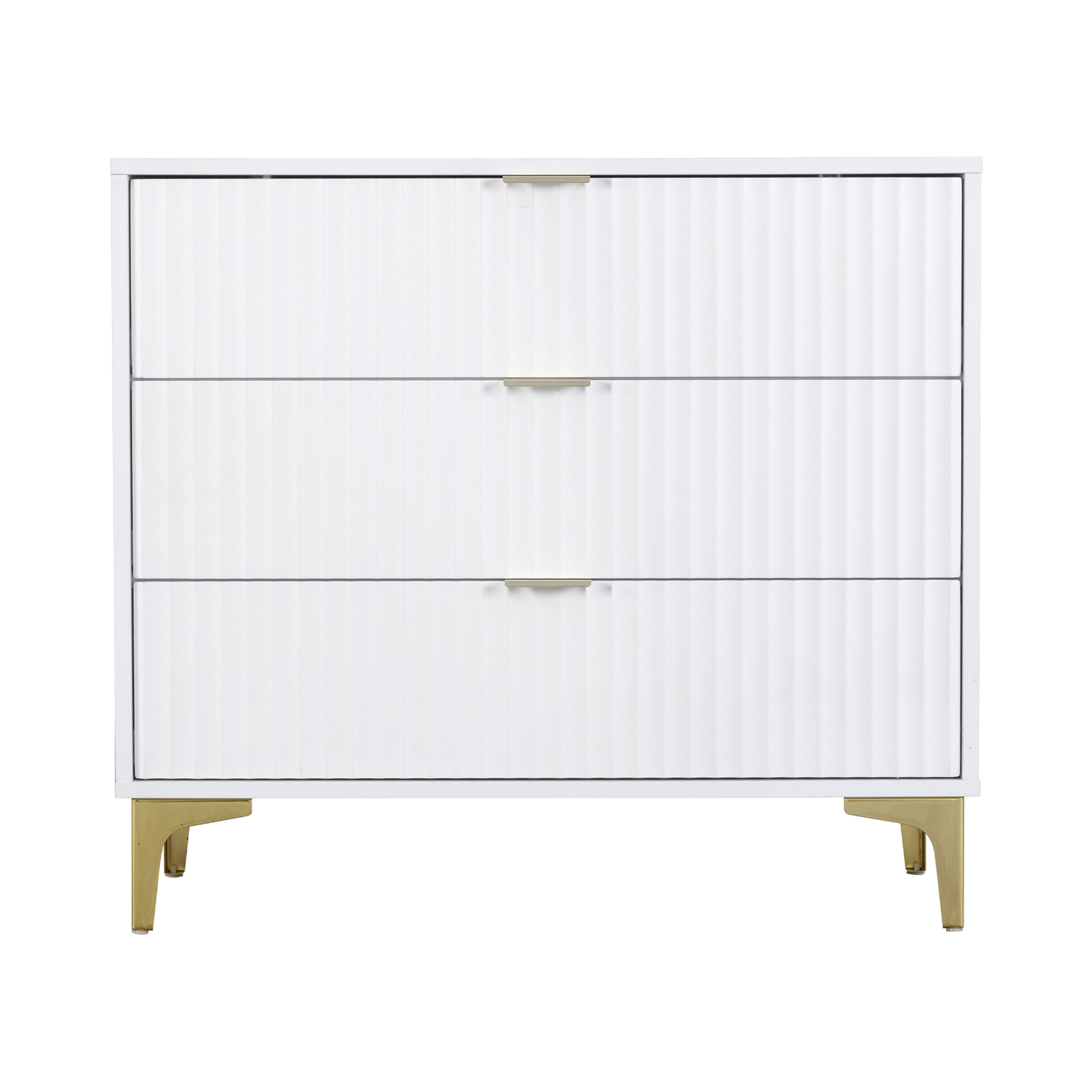 Miami 3 Drawer Chest – White/Gold, Elegant Storage Solution