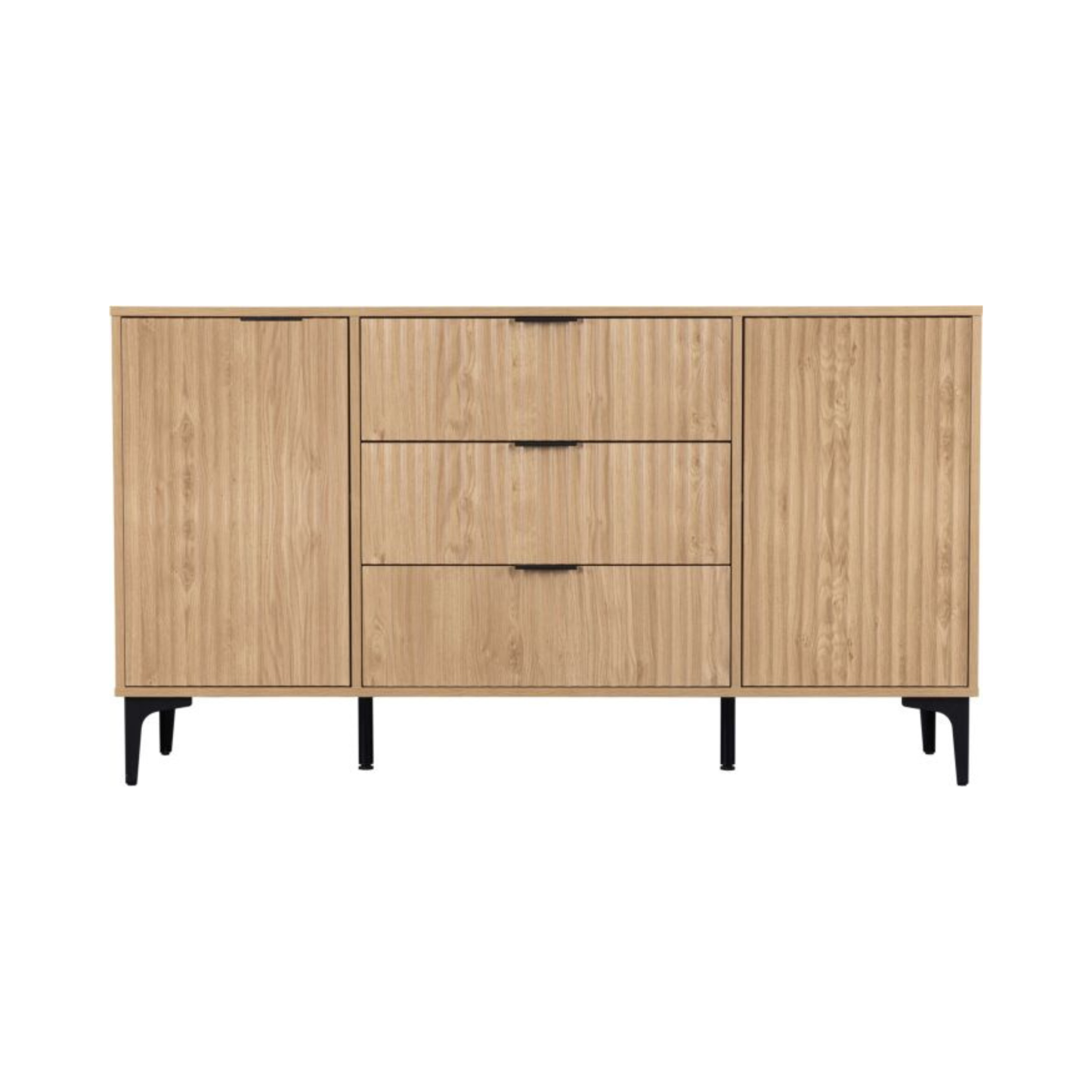 Miami 2 Door 3 Drawer Sideboard – Oak Effect/Black