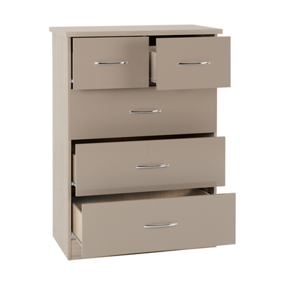 Nevada 4 Door 2 Drawer Wardrobe – Oyster Gloss & Oak | Large Bedroom Wardrobe UK