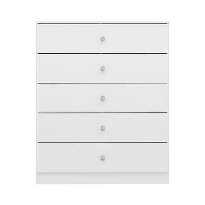 Denver 5 Drawer Chest – White Gloss, Modern Bedroom Storage