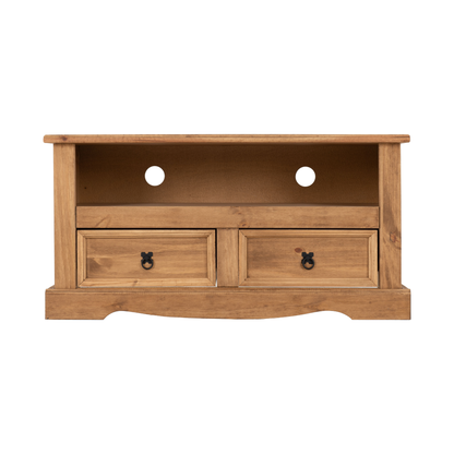 Corona 2 Drawer TV Unit - Distressed Waxed Pine