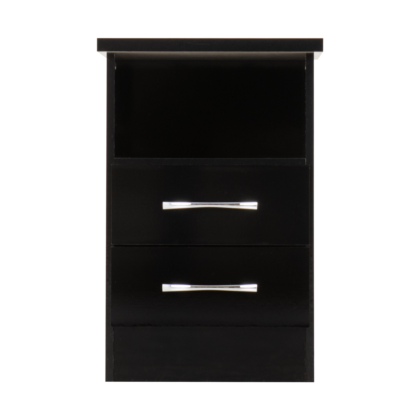 Nevada 2 Drawer Bedside – Black Gloss Storage