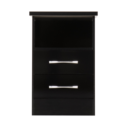 Nevada 2 Drawer Bedside – Black Gloss Storage