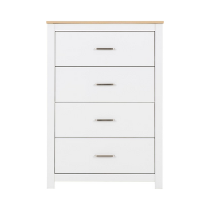 Portland 4 Drawer Chest - White/Oak Effect