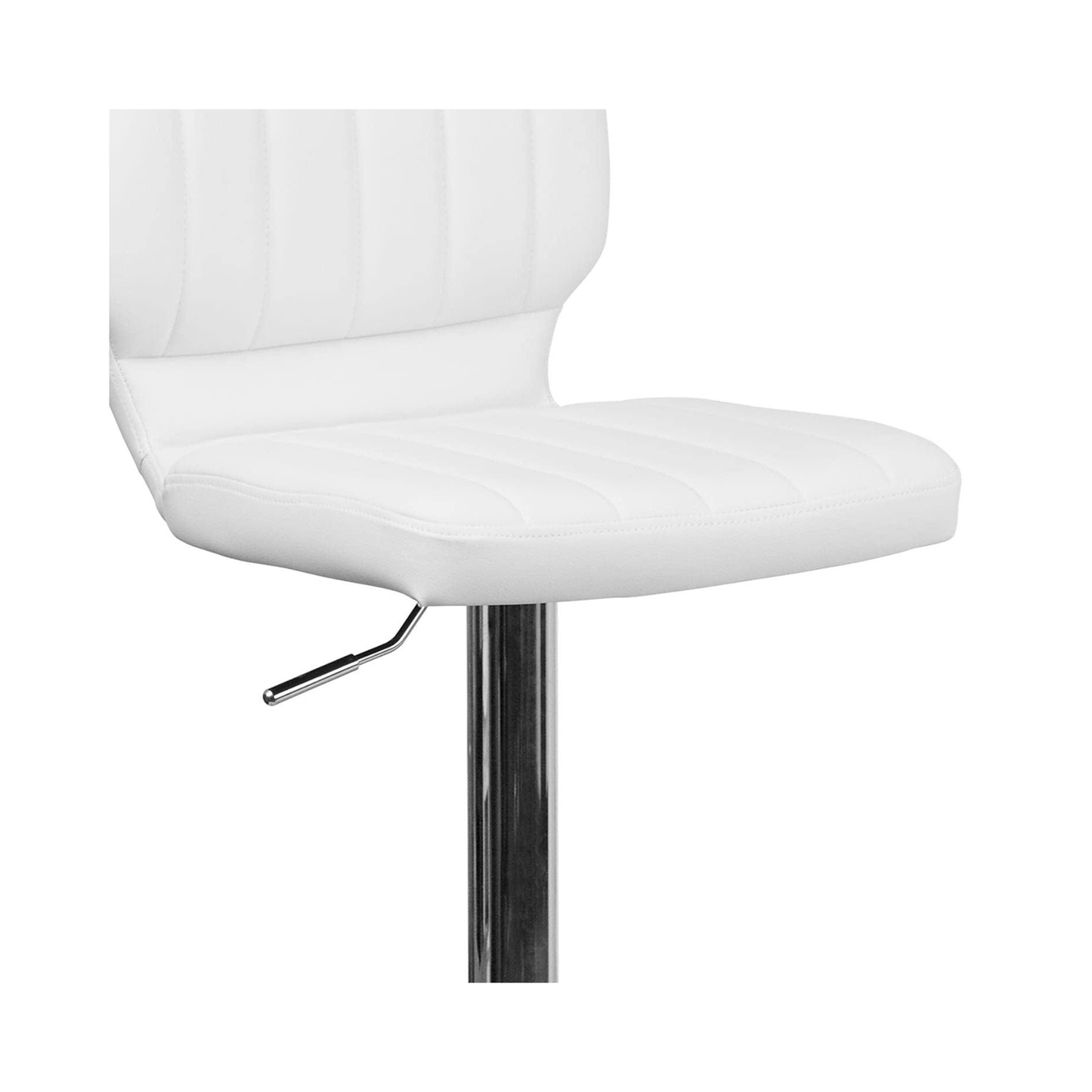 Set of 2 White Faux Leather Rotating Bar Stools – Adjustable Height