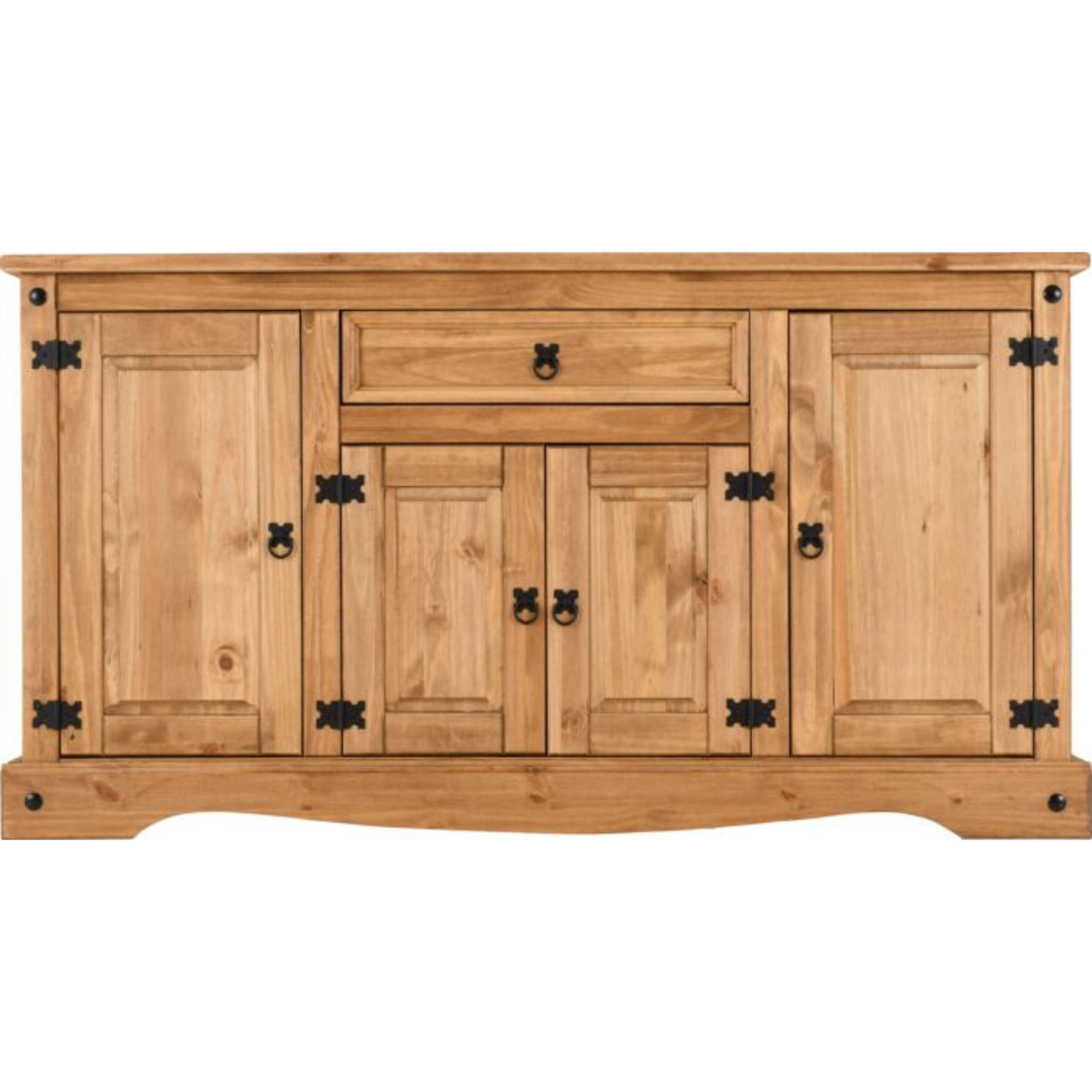 Corona 4 Door 1 Drawer Sideboard – Distressed Waxed Pine