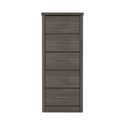 Lisbon 5 Drawer Narrow Chest – Black Wood Grain, Modern Storage