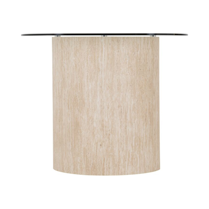 Modena Dining Table in Clear Glass & Cream Marble Effect
