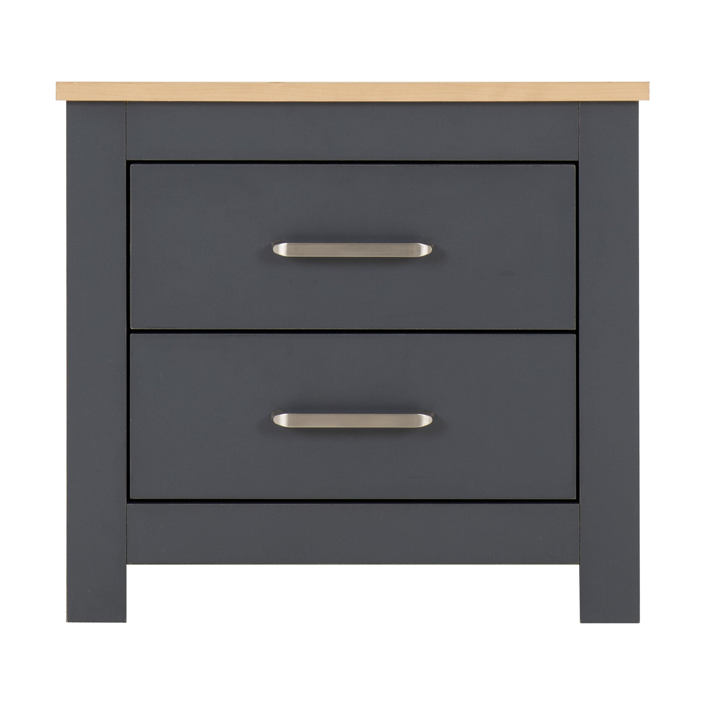 Portland 2 Drawer Bedside – Grey/Oak Effect Storage