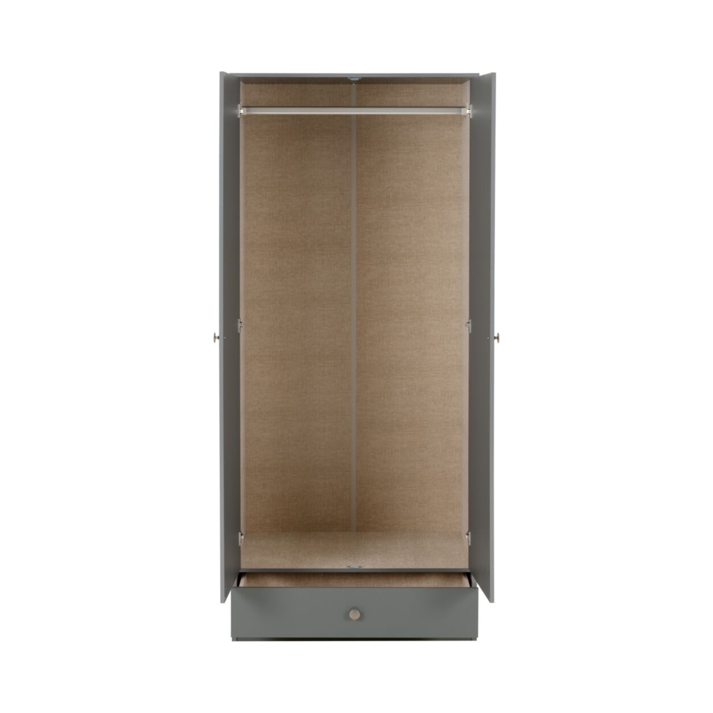 Denver 2 Door 1 Drawer Mirrored Wardrobe – Grey Gloss